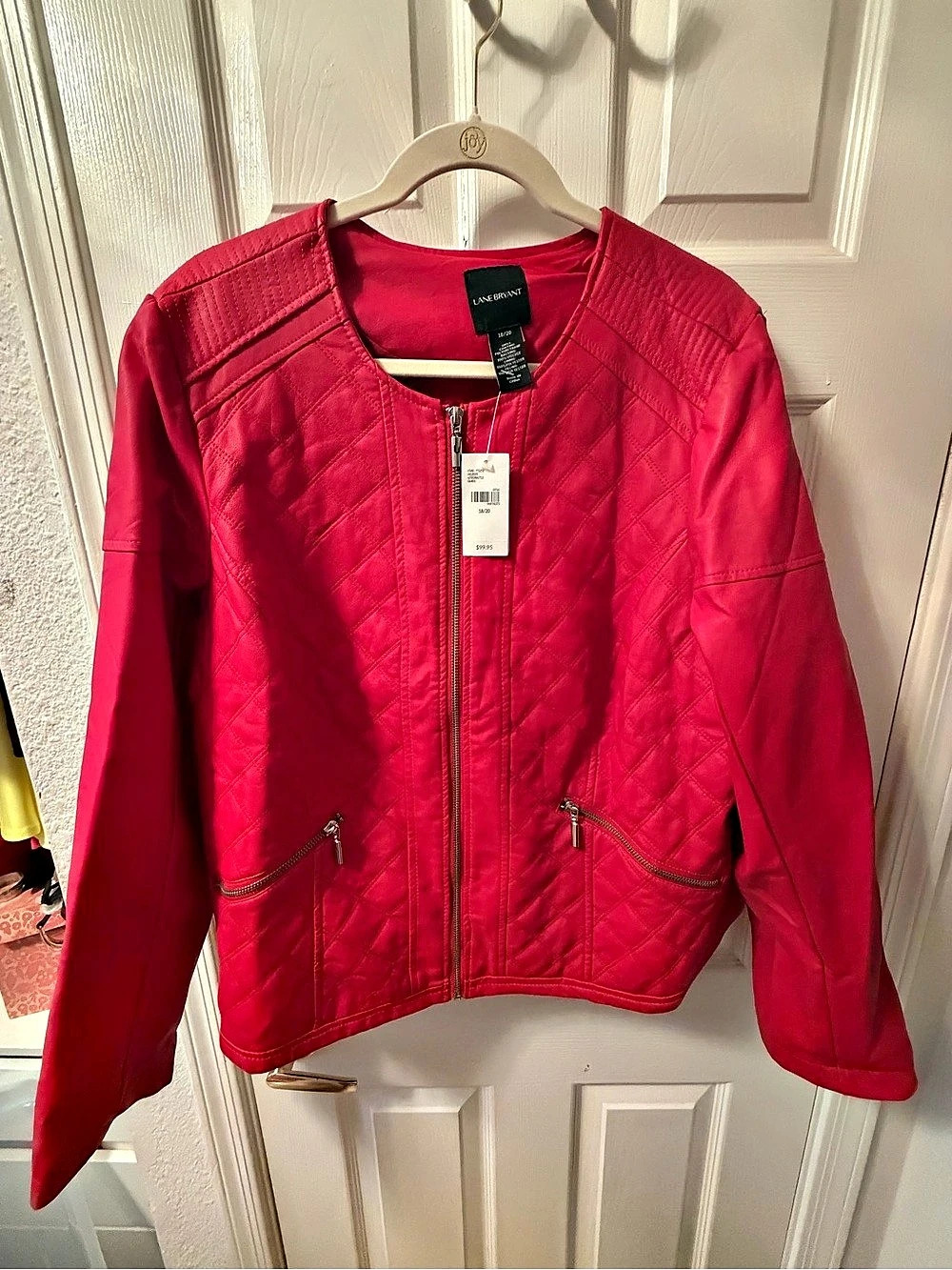 Chico's Quilted Zip Jacket in Pink Size Medium NWT
